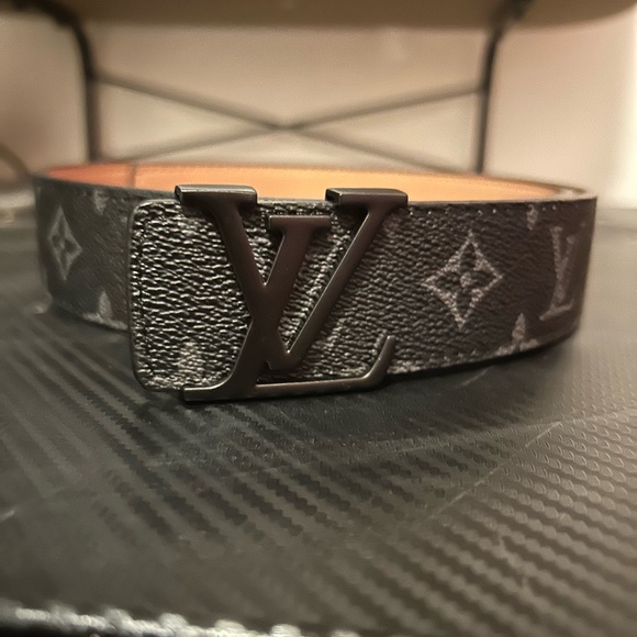 Louis Vuitton Black and Gray Monogram Belt